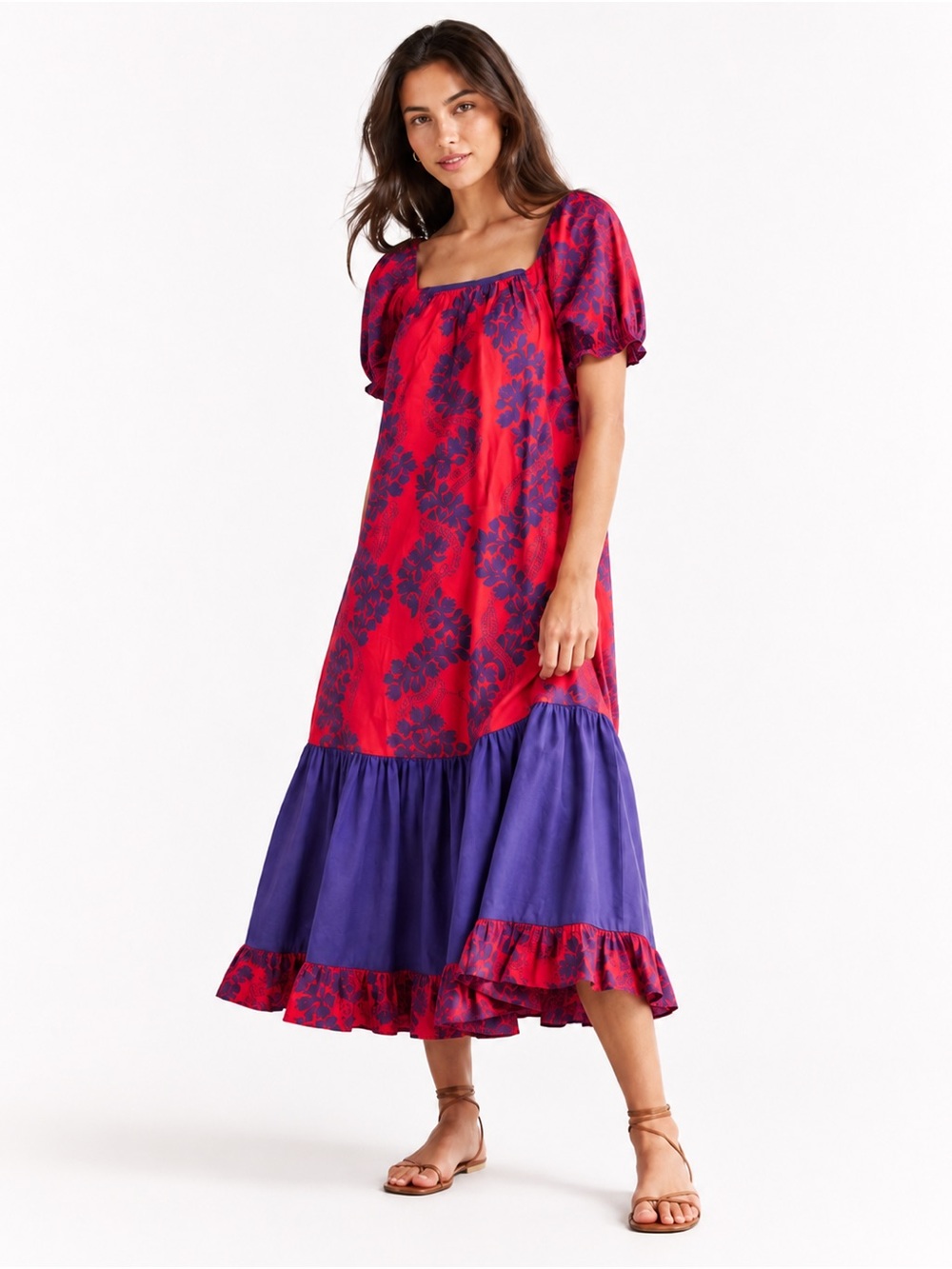 Hawaiian Heritage Vintage Floral Puff Sleeve Dress Muumuu Resort Luau M